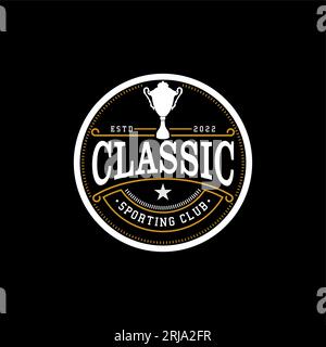 Vintage-Vektor-Design mit abgerundeter Trophäe für den Champion Stock Vektor