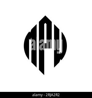 MPW-Logodesign mit kreisförmigem Buchstaben und Ellipsenform. MPW-Ellipsenbuchstaben im typografischen Stil. Die drei Initialen bilden ein kreisförmiges Logo. MPW CI Stock Vektor