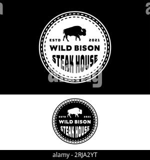 Bison Buffalo Angus Bull Steak House Logo-Design Stock Vektor