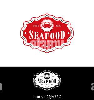 Seafood Restaurant Vintage Logo Mit Krabbensymbol Stock Vektor