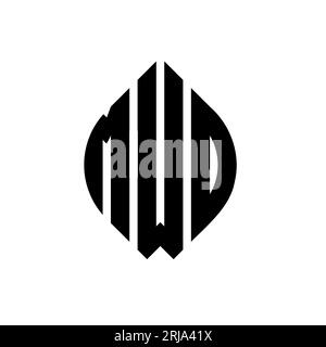 MWO-Logo mit kreisförmigem Buchstaben und Ellipsenform. MWO-Ellipsenbuchstaben im typografischen Stil. Die drei Initialen bilden ein kreisförmiges Logo. MWO CI Stock Vektor