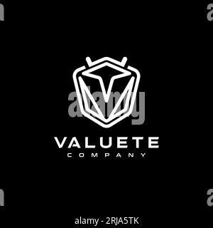 Logo mit V-Schild und minimalistischem, schlichtem Liniendesign Stock Vektor