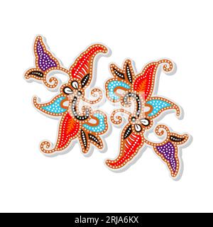 Batik-Illustration Mit Natürlichem Motiv, Indonesisches Batik-Vektor-Design Stock Vektor