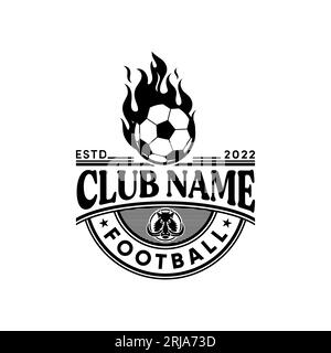 Football Club-Logo mit Fireball- und Hog-Icon-Vektor-Design Stock Vektor