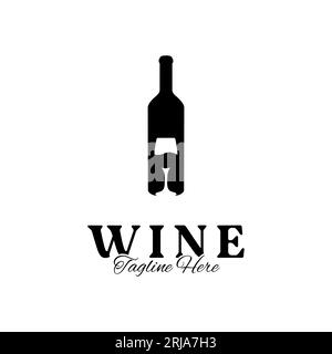 Wineglass Bottle Goblet Wine Drink Silhouette Logo-Design Stock Vektor