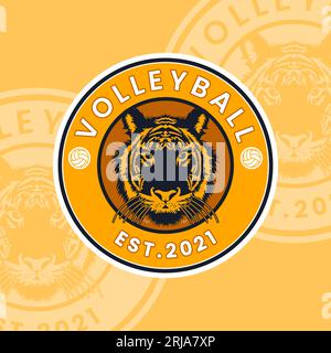 Logo Des Baseball-Volleyball-Fußballteams Mit Tigerkopfmantel Und Inspirierendem Design Stock Vektor