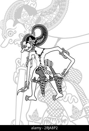 Wayang Bima oder Werkudara ist eine der Marionettenfiguren in Java und Indien Stock Vektor