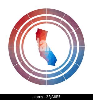 Kalifornien-Emblem. Helles Farbverlauf-Logo des US-Bundesstaates in flachem Poly-Stil. Stock Vektor