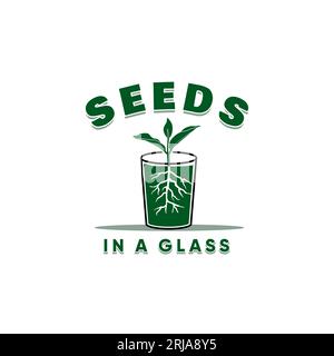 Saatgutanbau im Logo Der Glasblume „Garden Farm“ Stock Vektor