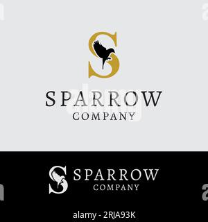 Initial Letter S Flying Bird Sparrow Vector Logo-Design Stock Vektor