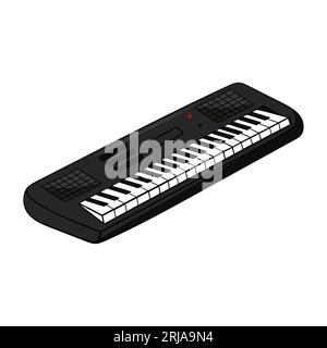 Handgezeichneter Keyboard Synthesizer.Vektor-Illustration isoliert auf weißem Hintergrund. Stock Vektor