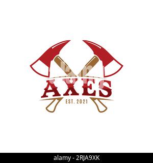 Ax-Logo, Gekreuzte Holzäxte Logo-Design Stock Vektor