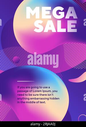 Mega-Verkaufstext mit abstrakten Neonformen Stock Vektor