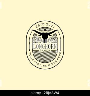 Vintage Retro American Buffalo Long Horn Logo Farm Ranch Design Inspiration Stock Vektor