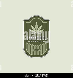 Vintage CBD Cannabis Marijuana Leaf Logo design vector Stock Vector