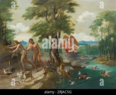 Adam und Eva im Paradies um 1650 von Jan Brueghel dem Jüngeren Stockfoto