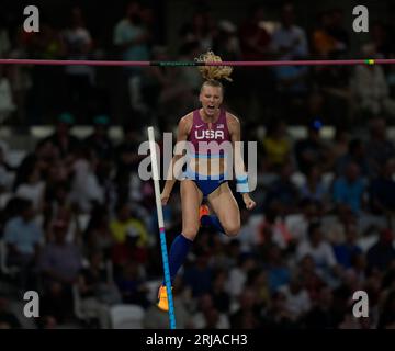 Budapest, HUN, 21. August 2023 Polsprung Sandi Morris (USA) in Aktion während der Leichtathletik-Weltmeisterschaften 2023 Nationales Leichtathletik-Zentrum Budapest im Nationalen Leichtathletik-Zentrum Budapest Ungarn am 21. August 2023 Alamy Live News Stockfoto