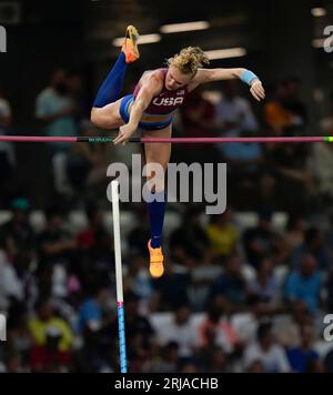 Budapest, HUN, 21. August 2023 Polsprung Sandi Morris (USA) in Aktion während der Leichtathletik-Weltmeisterschaften 2023 Nationales Leichtathletik-Zentrum Budapest im Nationalen Leichtathletik-Zentrum Budapest Ungarn am 21. August 2023 Alamy Live News Stockfoto