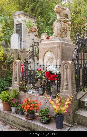 Friedhof Pere Lachaise in Paris. Grabmal des Komponisten Frederic Chopin. Stockfoto