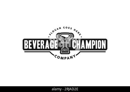 Trophy Cup Drink Beer Liquor for Sport Bar Cafe Tavern logo design Stock Vector