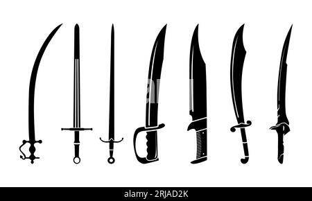 Vintage Machete Blade Sword Silhouette Vector Design Inspiration Kollektion Stock Vektor