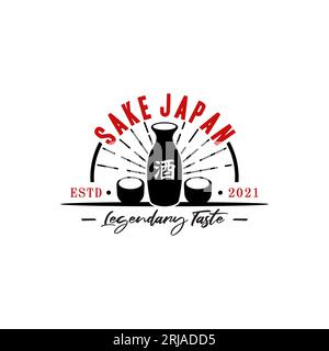 Japanese Sake Bottle Oriental Japan Beverage Symbol Logo design inspiration Stock Vector