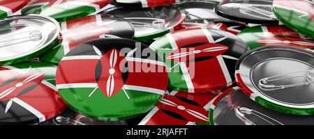 Kenia - Runde Abzeichen mit Landesflagge - Abstimmung, Wahlkonzept - 3D-Illustration Stockfoto