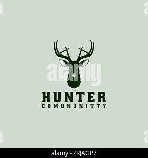 Buck Stag Deer Rentier Elk Geweih Head Hunting Logo-Design Stock Vektor