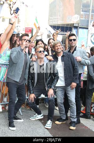 New York, New York, USA. August 2023. Nicky Byrne, Shane Filan, Kian Egan, Mark Feehily, dargestellt als Westlife Good Morning America am 21. August 2023 in New York City besucht. Credit: Rw/Media Punch/Alamy Live News Stockfoto