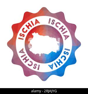 Ischia Low Poly Logo. Buntes Reiselogo mit Farbverlauf der Insel im geometrischen Stil. Stock Vektor