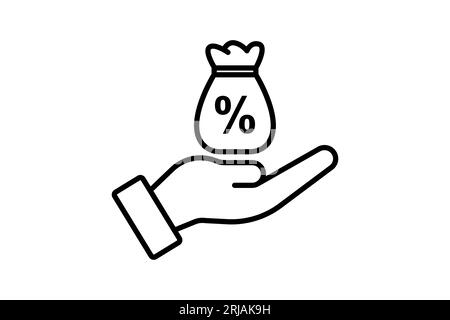 Symbol „Entleihen“. Symbol für Kredit und Darlehen. Geeignet für Website-Design, App, Benutzeroberflächen, druckbar usw. Liniensymbolstil. Einfache Vektorkonstruktion Stock Vektor