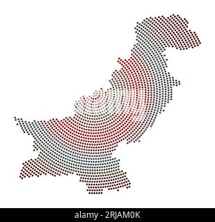 Pakistan gepunktete Karte. Digitale Stilform Pakistans. Techniksymbol des Landes mit gradizierten Punkten. Leistungsstarke Vektorillustration. Stock Vektor