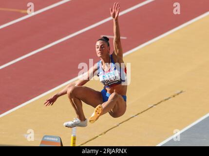 Budapest, Hongrie. August 2023. Ivana Vuleta (SRB), Langsprung der Frauen bei den Leichtathletik-Weltmeisterschaften 2023 am 20. August 2023 in Nemzeti Atletikai Kozpont in Budapest, Ungarn - Foto Laurent Lairys/DPPI Credit: DPPI Media/Alamy Live News Stockfoto