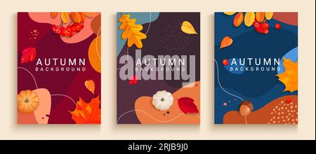 Set mit abstrakten vertikalen Herbstbannern. Stock Vektor