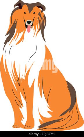 Border Collie mit langen Haaren, Hundetier Vektor Stock Vektor