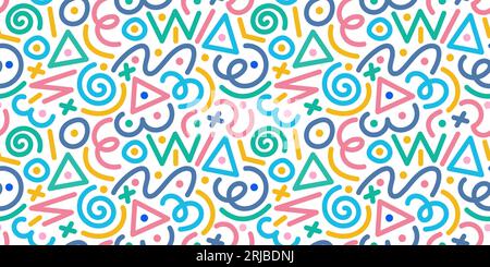 Farbenfrohe Linienführung mit nahtlosem Muster. Stock Vektor