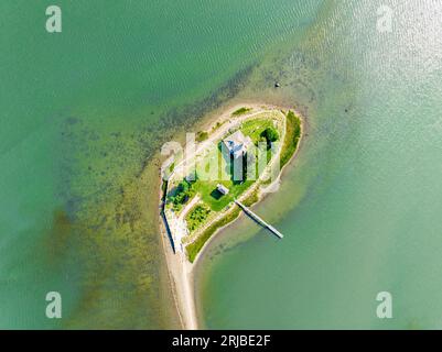 Luftaufnahme der Insel taylors, Shelter Island, ny Stockfoto