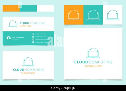 Logo-Design für Cloud Computing mit editierbarem Slogan. Markenbuch und Visitenkartenvorlage. Stock Vektor