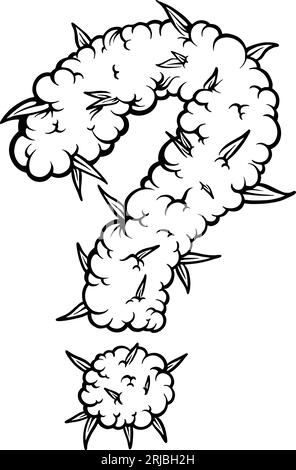 Unkraut Fragezeichen Knospenblatt Symbolbilder monochrome Vektorgrafiken für Ihr Firmenlogo, Merchandise-T-Shirt, Aufkleber und Etikettendesigns, po Stock Vektor