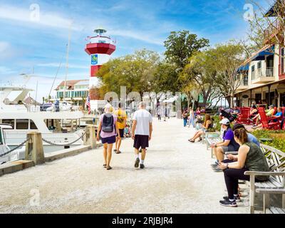 Lighthouse, Harbour Town, Sea Pines Hilton Head Island, South Carolina, Vereinigte Staaten von Amerika Stockfoto