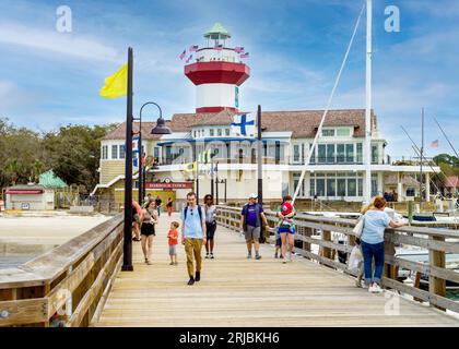 Lighthouse, Harbour Town, Sea Pines Hilton Head Island, South Carolina, Vereinigte Staaten von Amerika Stockfoto