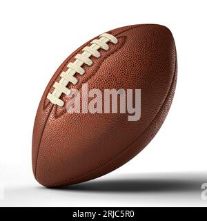 3D-Rendering American Football Ball isoliert auf weiß. Sportlicher Hintergrund Stockfoto