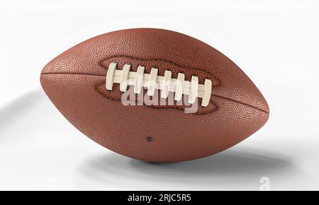 Lederball für american Football-Spiele. 3D gerenderter sportlicher Hintergrund Stockfoto