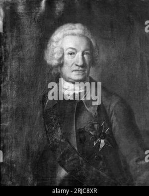 Georg Reinhold von Köhler (1687–1758), Baron, Generalleutnant, heiratete Maria Kristina Cronhjelm von Flosta von Johan Henrik Scheffel Stockfoto