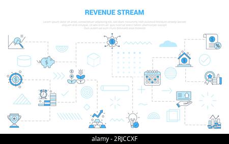 Revenue Streams-Konzept mit Symbolset-Vorlage Banner mit moderner blauer Vektorillustration Stockfoto