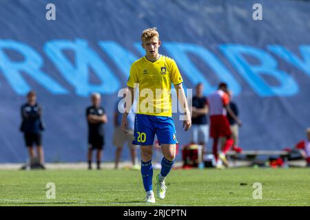 Broendby, Dänemark. August 2023. Mateusz Kowalczyk (20) von Broendby, WENN er während eines Testspiels zwischen Broendby IF und FC Nordsjaelland bei Bane 1 in Broendby gesehen wird. (Foto: Gonzales Photo - Teis Markfoged). Stockfoto