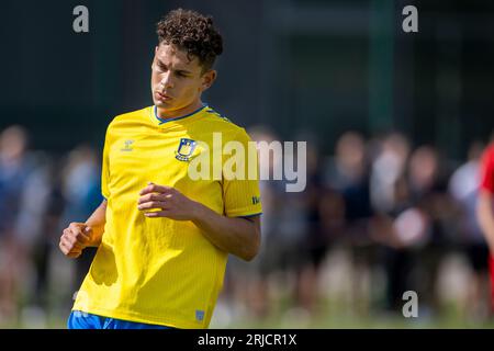 Broendby, Dänemark. August 2023. Yousef Salech (17) von Broendby, WENN er während eines Testspiels zwischen Broendby IF und FC Nordsjaelland bei Bane 1 in Broendby gesehen wurde. (Foto: Gonzales Photo - Teis Markfoged). Stockfoto