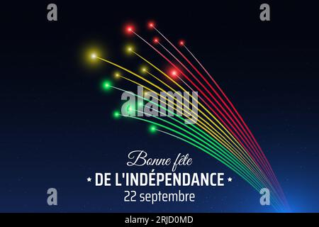 22. September, mali Unabhängigkeitstag, buntes Feuerwerk auf blauem Nachthimmel Hintergrund. Grußkarte. Mali Nationalfeiertag. Vektor Stock Vektor