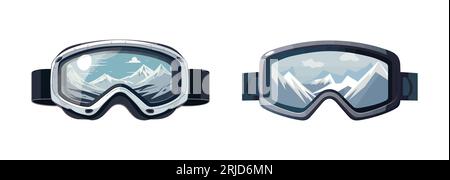 Wintersport-Ikone. Schutzbrille für Ski- und Snowboardfahren isoliert auf weißem Hintergrund im flachen Stil. Vektorillustration Stock Vektor