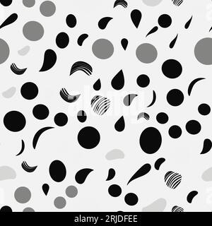 Set aus abstraktem, nahtlosem Muster in organischer Form mit geometrischen Schwarz-weiß-Kritzeln Stock Vektor
